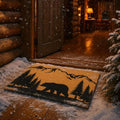 Tinideya Rustic Bear Coir Door Mat 2x3 ft Winter Welcome Doormats for Front Back Door Outside Entrance Porch Garage Cabin Lodge Farmhouse Entryway Black Bear Coir Mat with Heavy Duty Rubber Backing