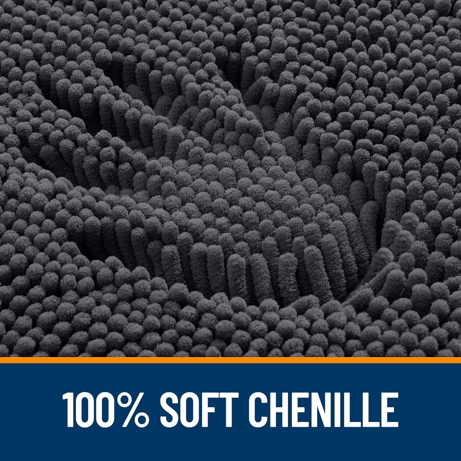 OLANLY Large Bathroom Rugs - Extra Soft Chenille Bath Mats with Rubber Backing | 40x32, Dark Grey