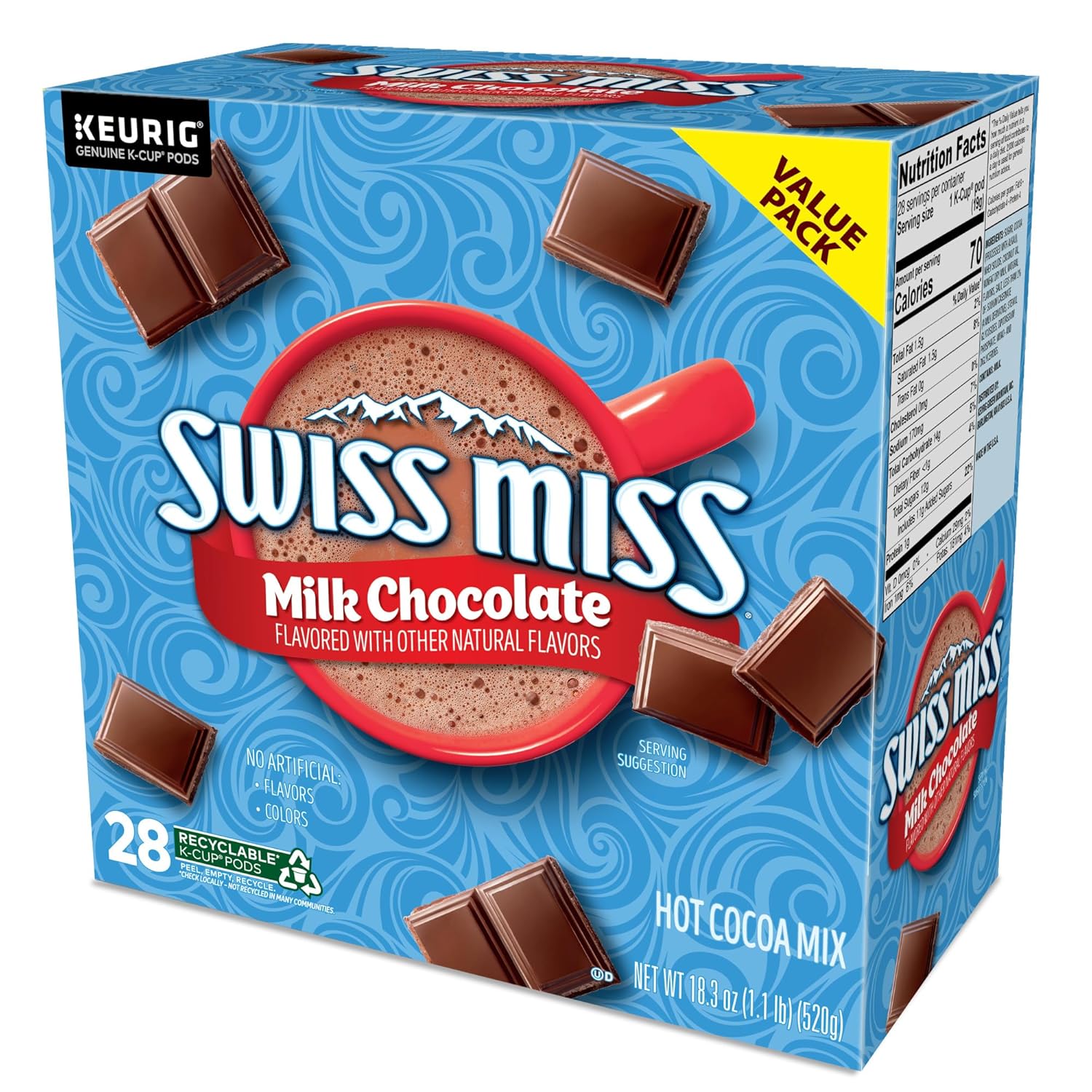 Swiss Miss Hot Cocoa K-Cup Pods - Rich Milk Chocolate Flavor | 28 Single-Serve Cups
