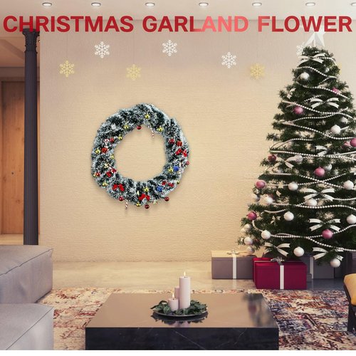 NQN 5 Pack 250Ft Greenery Garland with Snow, Dark Green Snowflake Dots, Artificial Christmas Pine Streamers for Indoor/Outdoor Decorations