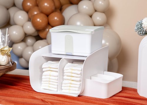 Ubbi Tabletop Diaper Caddy, Diaper Storage, Caddy Organizer, Stores Baby Diapers, Wipes & Baby Accessories, White