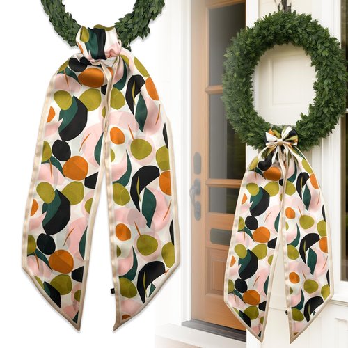 2 Pack Spring Fall Wreaths Sash for Front Door, Wreath Accessories, for Monogram Garland Ribbon, for Xmas Garland Decor Accessories Wedding Party Yard Indoor Outdoor Wall Cabinet Kitchen (E)