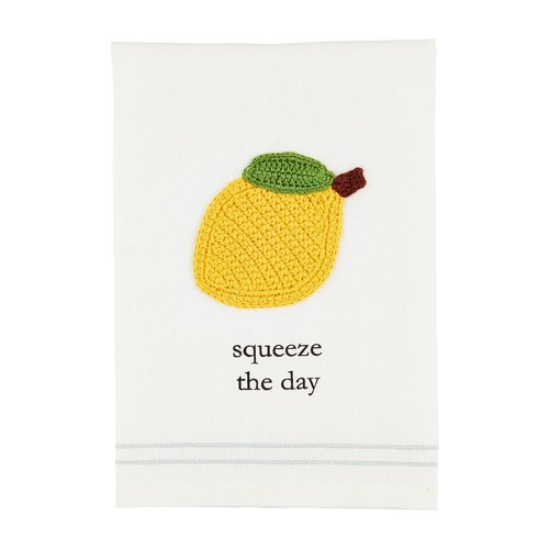 Mud Pie Lemon Fruit Crochet Towel; 21" x 14"