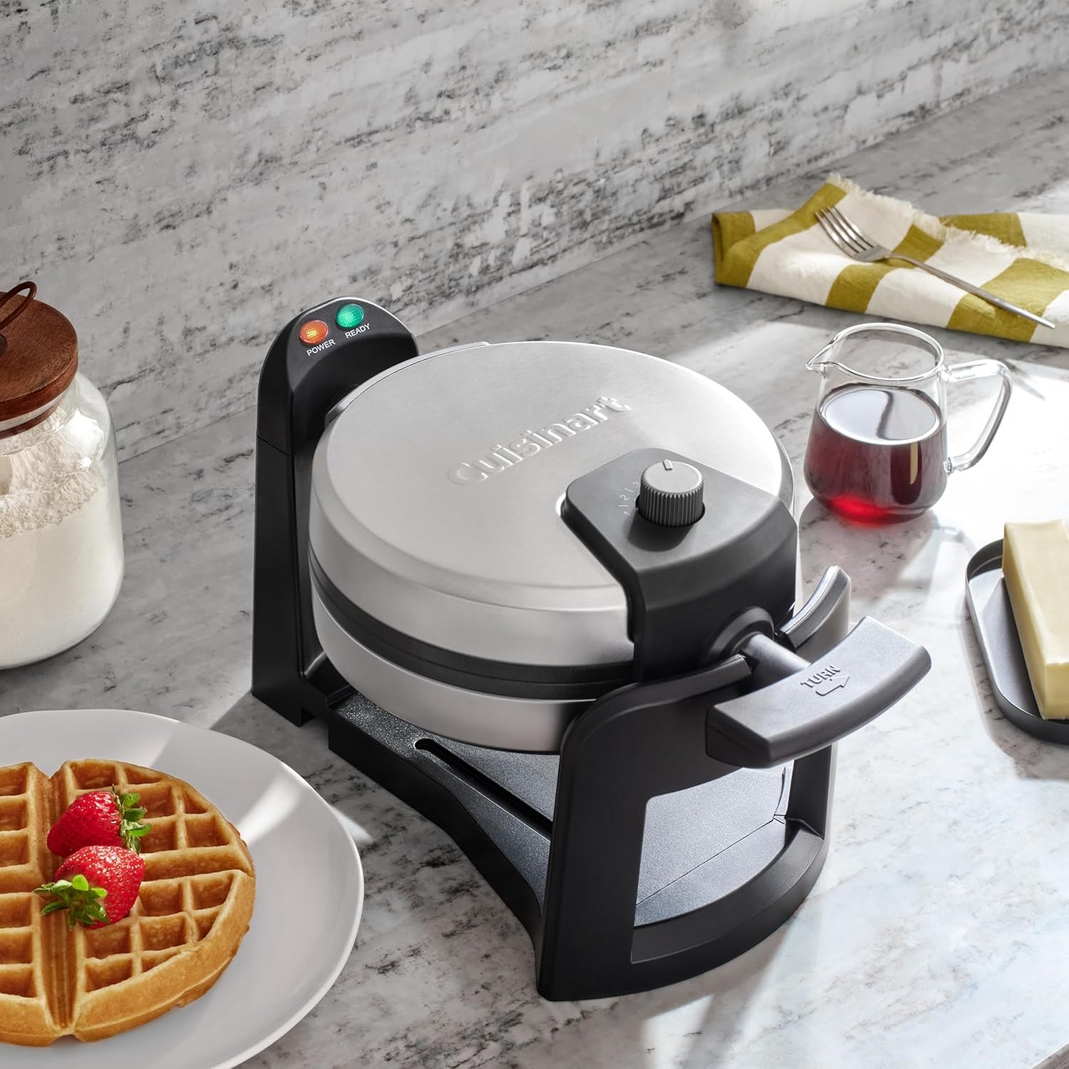 Cuisinart Belgian Waffle Maker - Round Flip Design for Perfect 1" Thick Waffles | Model WAF-F30NAS