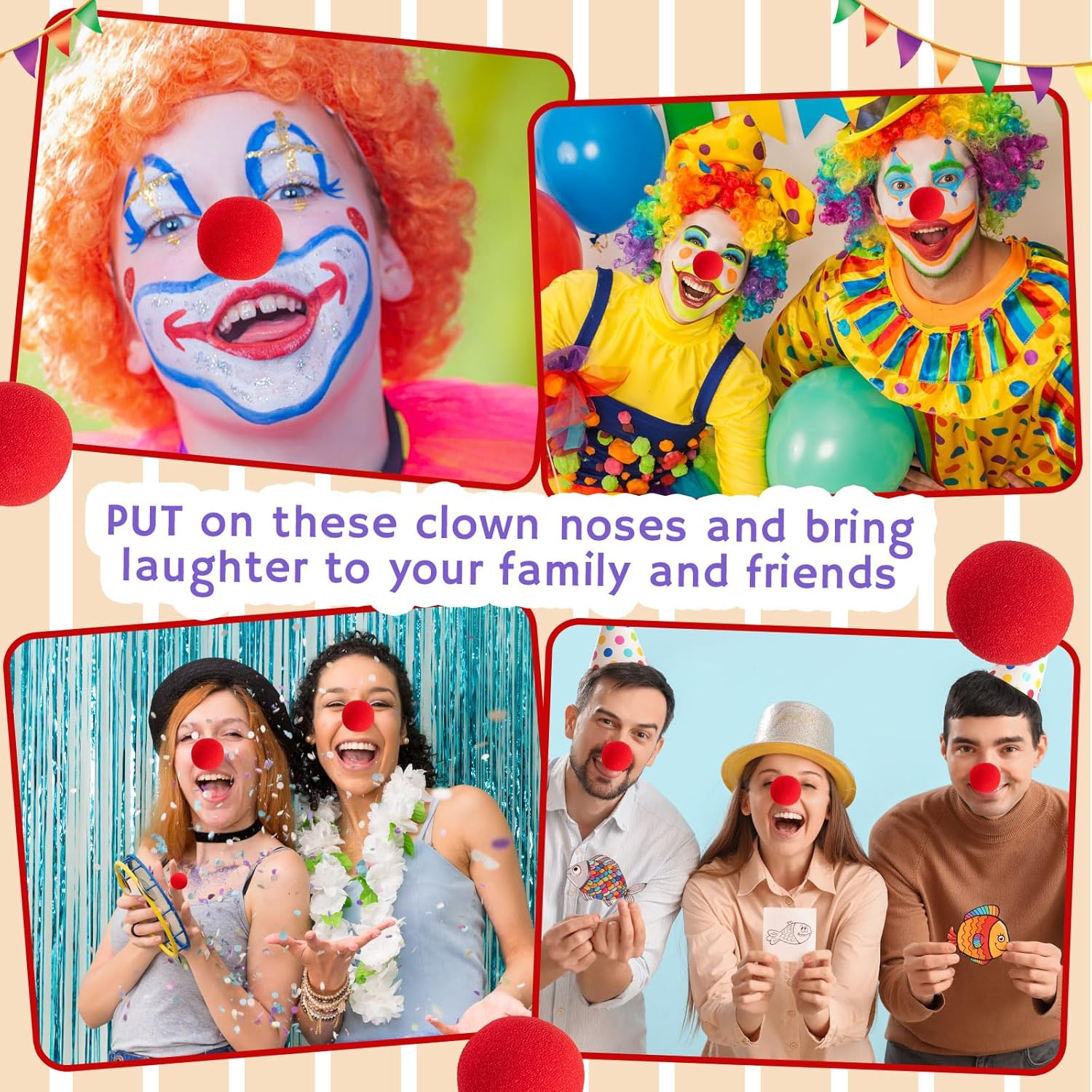 Vinsot Red Circus Clown Noses - 120 Pcs Foam Costume Accessories for Carnival & Halloween