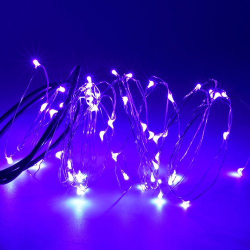 Karlling USB Plug in LED Fairy Lights,2 Packs of 50 LED Bulbs 16 Ft Silver Wire Waterproof Starry String Lights for Bedroom Patio Garden Party Wedding Commercial Lighting (Purple)