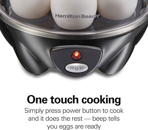 Hamilton Beach 3-in-1 Electric Egg Cooker - Hard Boiled, Poached & Omelet Maker, 7 Egg Capacity, Black