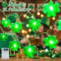 10 Feet Shamrock String Lights - St Patricks Day Decorations with 20 LED Lucky Clover Lights Battery Powered, Timing Function - Green Feast Lighting for Indoor House Irish Bedroom Party Festival Decor