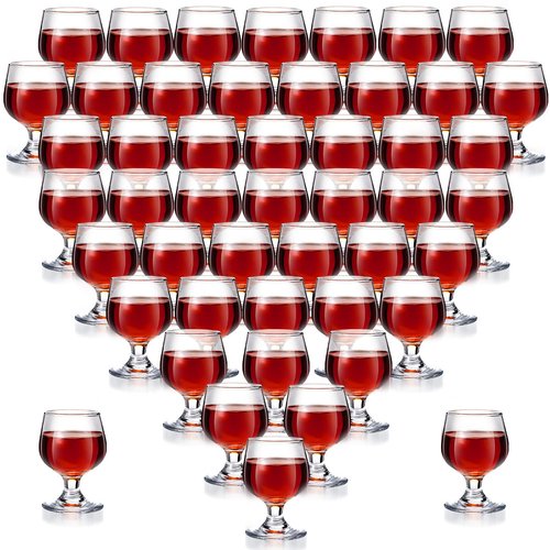 Meanplan Cute Shot Glasses Mini Snifters Cognac 1.7 oz Cups Brandy Snifter Mini Wine Snifters Glass Dinnerware Set for Whiskey Juice Vodka Sherry Champagne Brandy Wine Party Supplies(48 Pieces)