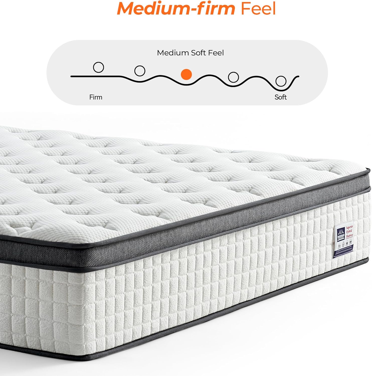 Regine Switzerland 12-Inch Queen Hybrid Mattress - Pocketed Spring & Gel Memory Foam for Support & Pressure Relief