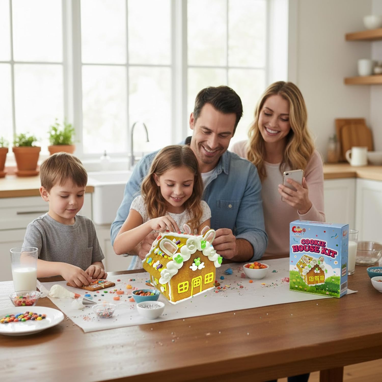 Spring Cookie Decorating Kit by Bunny House - Fun DIY Activity with Icing & Candies | Pre-Baked Panels Included