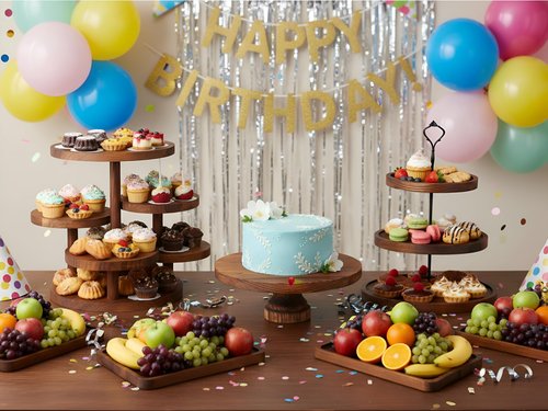 RattanView 7 Pcs Wooden Dessert Table Display Set Round Cupcake Tower Stand Rectangular Serving Tray Cookie Cake Macaron Platter for Display Centerpiece Tea Party Baby Shower Wedding Birthday