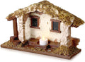 Barydat Christmas Nativity Creche - Realistic Resin Manger with Moss Roof | 10 x 7.87 x 5 Inches