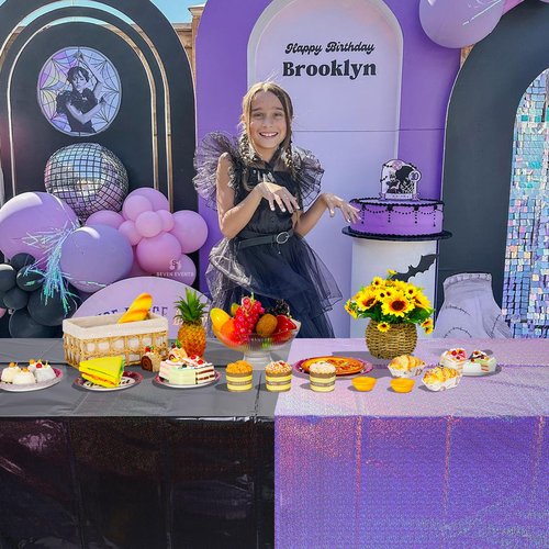 4 Pack Iridescent Black and Purple Plastic Tablecloth 54x108 Inch, Holographic Laser Disposable Table Cover, Rectangle Black and Purple Table Cloth for Halloween Holiday Birthday Party Decorations
