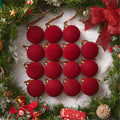 Brightown Red Velvet Christmas Ornaments - 15 Pcs 3.15 Inch Decorative Balls for Holiday Tree