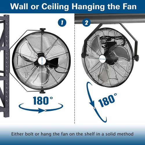 BILT HARD Industrial Wall Mount Fan - 4300 CFM High Velocity, 3-Speed Heavy Duty Metal | Ideal for Garage & Warehouse