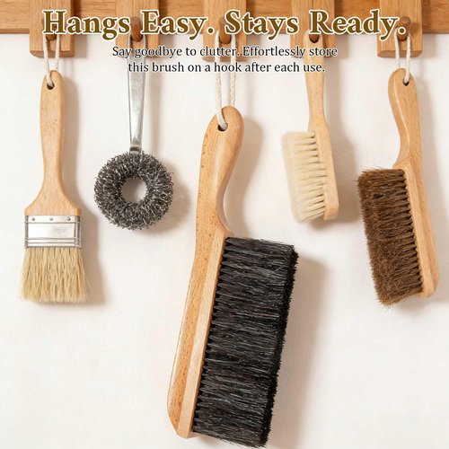 BFWood Horse Hair Hand Broom, Woodworking Bench Cleaning Brush, Fireplace Dust Brush, Hand Broom for Shop, Furniture, Carpet, Car Wash, Sweeping, Workspace, Exhibition-Hall, Upholstery