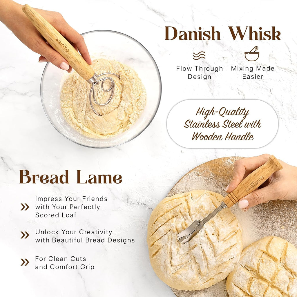 Skiennix Sourdough Starter Kit - Beginner-Friendly Baking Supplies with 10” Round & 11” Oval Banneton Baskets