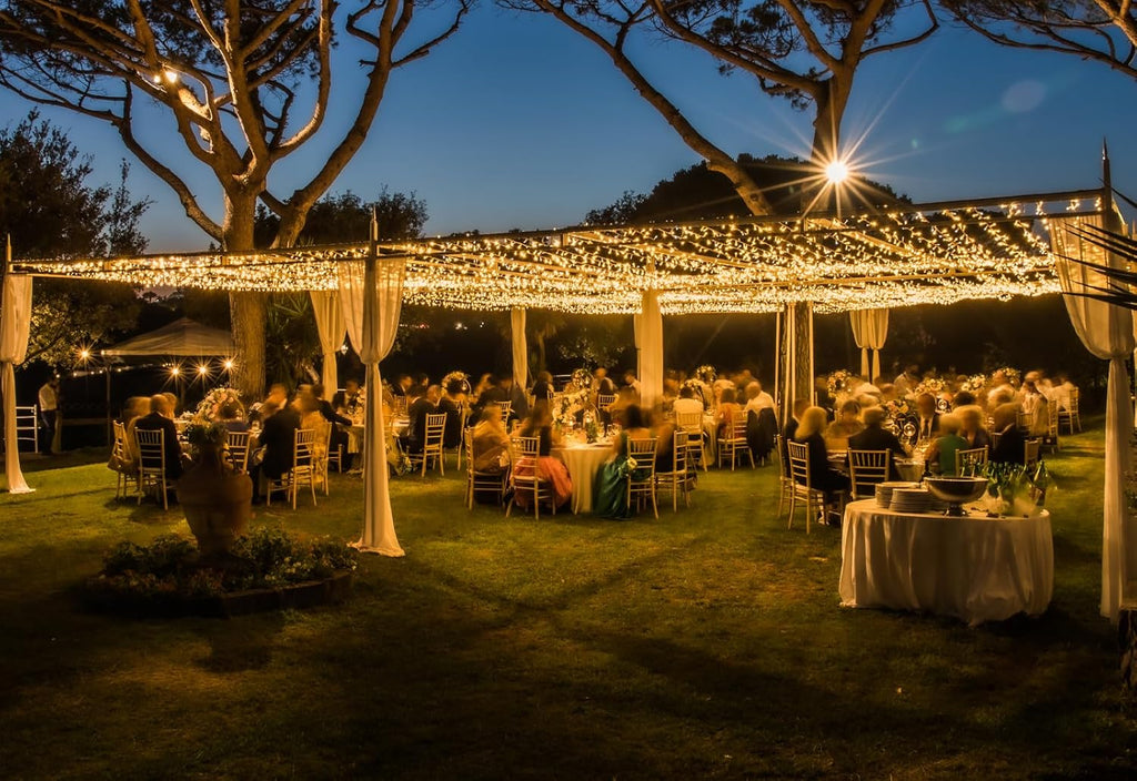 Solhice LED Curtain Lights - 20ft x 10ft Indoor/Outdoor Twinkle String Lights | Warm White Wedding Decor
