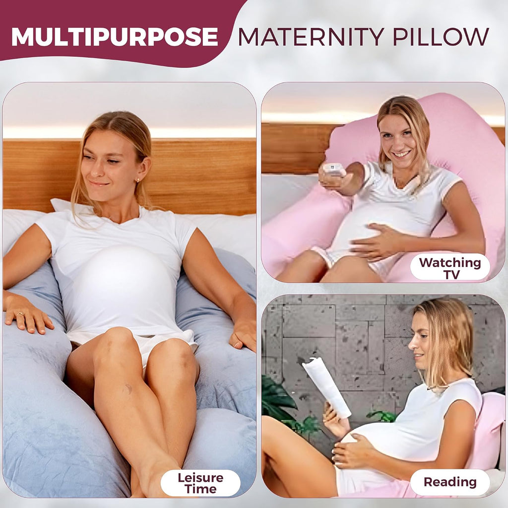 PILLANI Pregnancy Pillow - VCU Shaped 57-Inch Full Body Support with Removable Washable Cover | Cooling Maternity Comfort