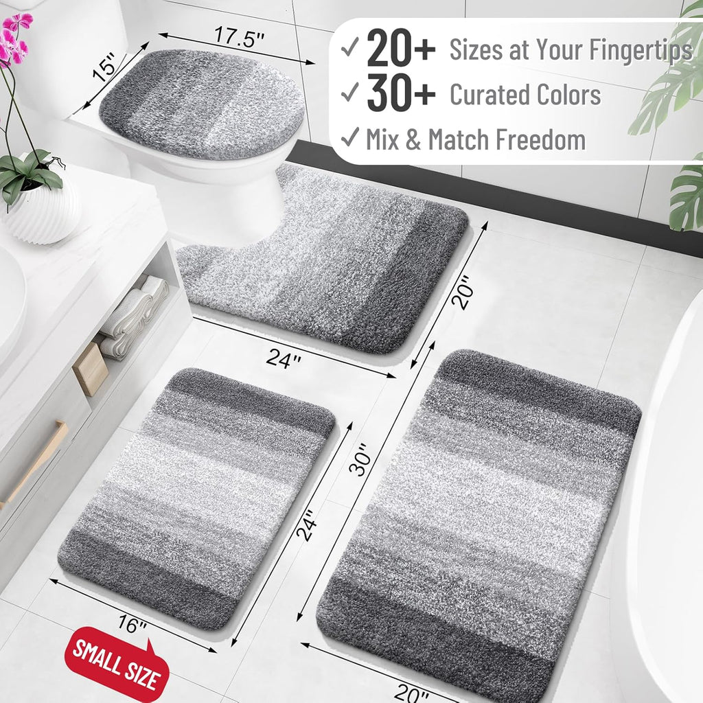 OLANLY Bathroom Rug Mat - Extra Soft Microfiber Non-Slip Bath Carpet Runner | 47x24 Inches, Grey