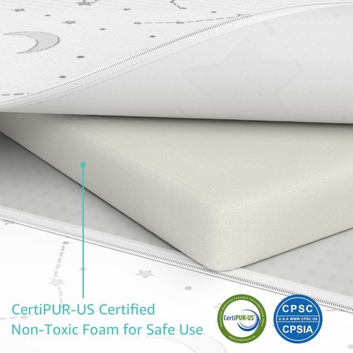 YENING Trifold Pack and Play Mattress Pad Foldable 38x26 Waterproof Baby Mattress for Pack N Play Matress Topper Breathable 1" Thick