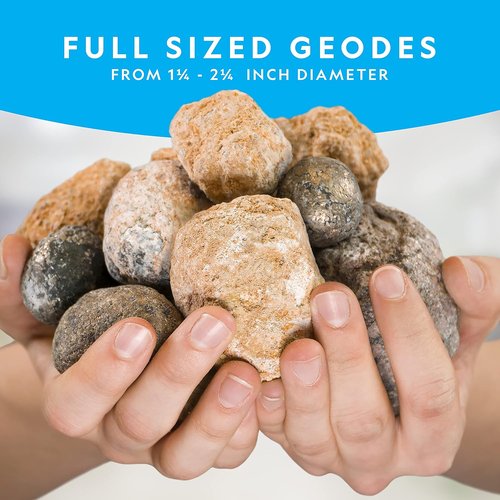 National Geographic Break Open 10 Premium Geodes - STEM Science Kit with Goggles & Display Stands for Kids