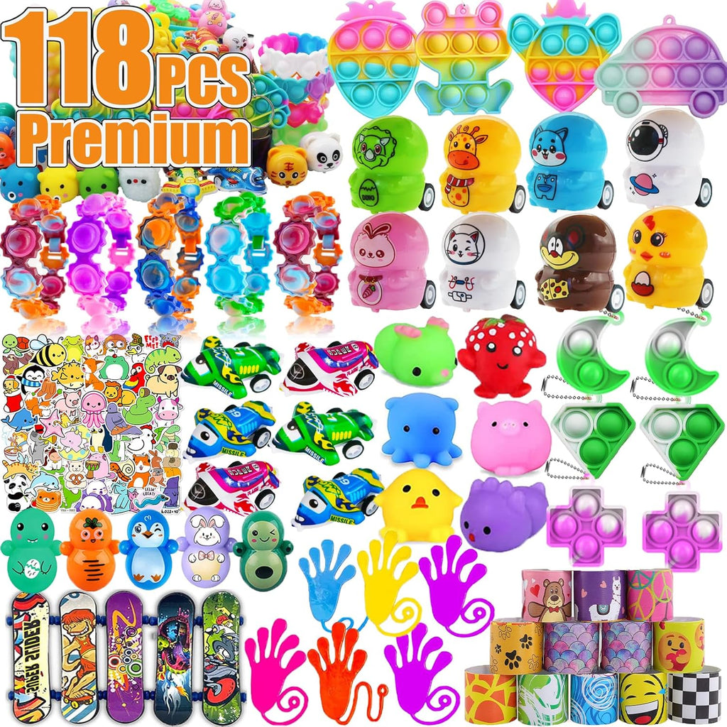 Skiennix 128 Pcs Easter Egg Fillers - Fidget Treasure Box Toys for Kids | Classroom Prizes & Goodie Bag Stuffers