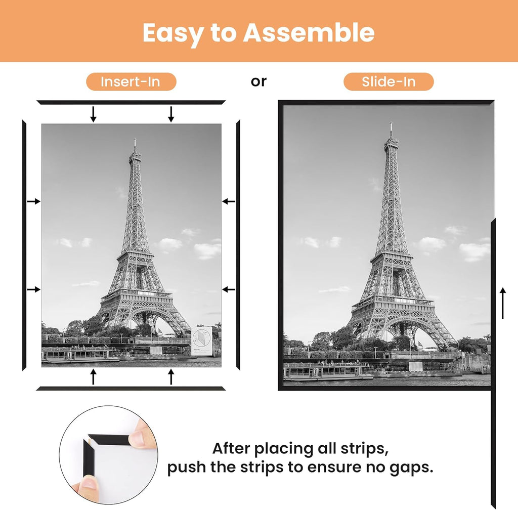 Upsimples 18x24 Picture Frame - Scratch-Proof Black Poster Frames, 3 Pack for Horizontal/Vertical Display