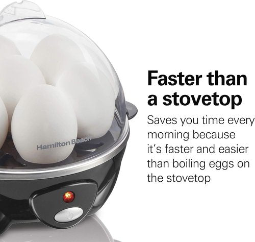Hamilton Beach 3-in-1 Electric Egg Cooker - Hard Boiled, Poached & Omelet Maker, 7 Egg Capacity, Black