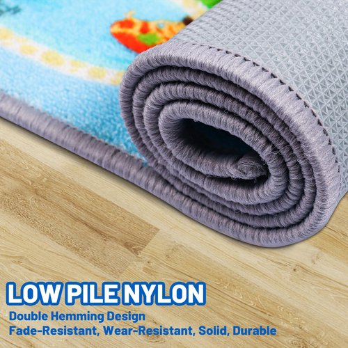 Car Rug for Kids, Car Play Mat Carpet, Extra Non-Slip Traffic Road Rug for Kids, City Map Educational Mat for Playroom Boys Bedroom Classroom (78.7X59 INCH, Blue Sky)