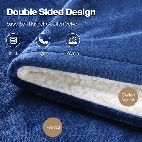 OneAmg Heated Blanket Electric Queen Size 84"X90",Electric Blanket with 6 Heat Settings & 1-10 Hours Time Settings Auto-Off,Machine Washable Heating Blanket for Home and Office (Blue)