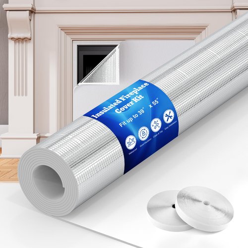 Wintcomfort Fireplace Cover, 3-Layer Insulation Fireplace Draft Blocker with Strips, Inside Fireplace Draft Stopper Stops Heat Loss & Keep Drafts Out, Covers Up to 39" x 55" Fireplace, White Surface
