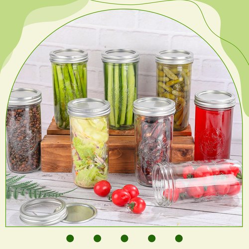 Anwoi Mason Jars 24 oz Wide Mouth with Measurement Marks–12Pack Glass Canning Jars with Airtight Leakproof Lids & Bands, BPA-Free for Meal Prep, Fermentation, Pickling & Storage (clear 12pack 24oz)