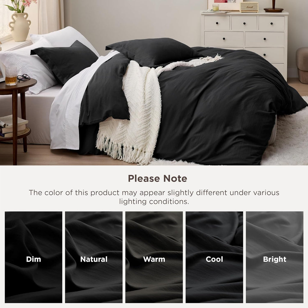 Bedsure Black Duvet Cover Set - Extra Soft Cotton-Like Polyester | Full Size 3-Piece Bedding Set (80x90")