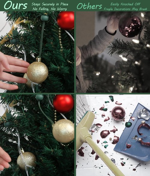 Exakior Ornament Hooks – Essential Christmas Tree Decorating Hangers Great Xmas Ornament Hooks for Hanging Christmas Decorations 35 PCS (Round-Upgraded-24pcs)