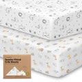 KeaBabies Organic Crib Sheets - 2-Pack Fitted Jersey Cotton for Boys & Girls | Soft, Breathable, Cute Prints - 52x28