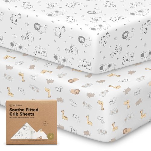 KeaBabies Organic Crib Sheets - 2-Pack Fitted Jersey Cotton for Boys & Girls | Soft, Breathable, Cute Prints - 52x28