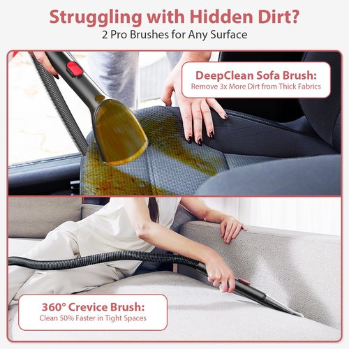 Upholstery Carpet Cleaner, MUJERBAY 15Kpa Portable Spot and Stain Cleaner Shampooer, Easy Move with Handle, 1.5-inch Deep Cleaning Machine for Couch, Stairs, Car and Pet Messes.