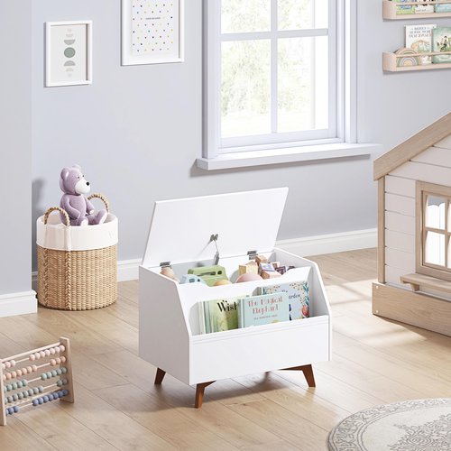 UTEX Kids Toy Box, Wooden Toy Chest, Kids Storage Organizer Bench with Front Book Storage Area for Boys and Girls, Children's Furniture, White