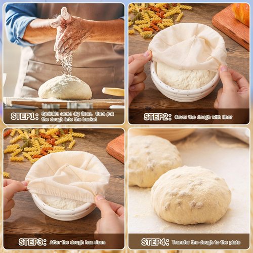 FoldTier 20 Pcs Banneton Bread Proofing Baskets Bulk, 5 Inch Mini Round Dough Sourdough Basket, Rattan Bakery Baking Bowl with Linen Liner, Small Bread Making Supplies for Baking Starter Home Bakers
