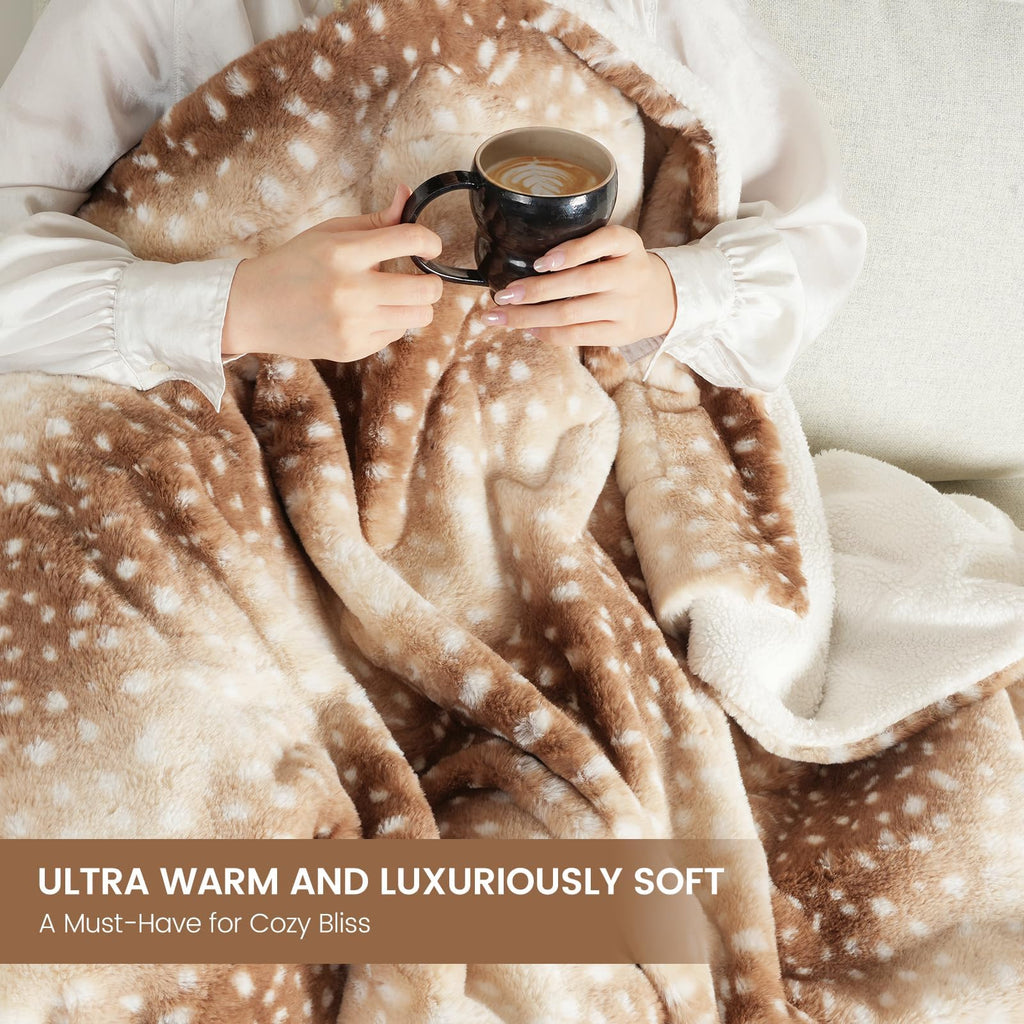 Cozy Bliss Luxury Faux Fur Throw Blanket Animal Striped Print, Non Shedding Double Sided Sherpa Blankets Super Soft Fluffy Thick Warm Throws Home Decor for Couch Bed Sofa Women (Brown, 60x80 Inches)