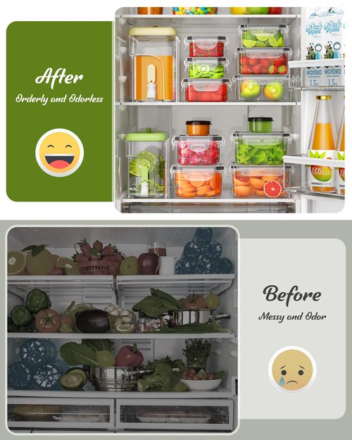 56 Piece Food Storage Containers with Lids(28 Containers & 28 Lids), BPA-Free Plastic Food Containers for Kitchen Storage and Organization, Leak Proof Meal Prep Container, Includes Labels & Pen