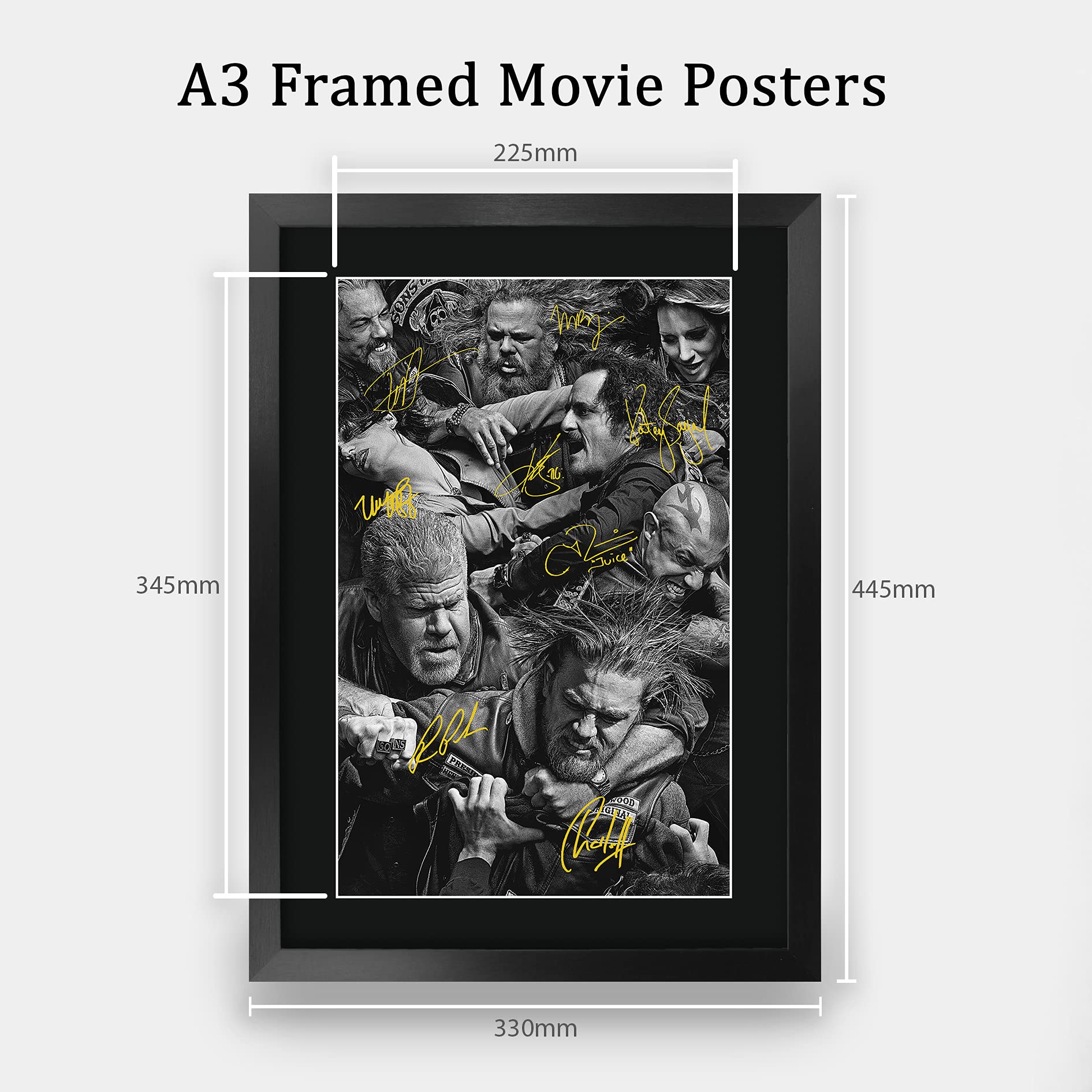 HWC Trading Sons Of Anarchy TV Series Poster The Cast Signed 16 x 12 inch Framed Gift Printed Autograph Film Print Photo Picture Display - 16" x 12" Framed