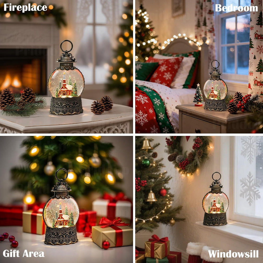 Priddop Village Snow Globe | Musical Christmas Decoration with Snowman Scene - 10.6 Inch
