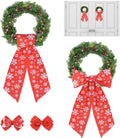 Red Satin Sash Wreath by [Brand Name] - 2pcs Christmas Bow Embroidery for Indoor/Outdoor Decor