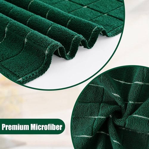 Homaxy Microfiber Kitchen Towels Set - 12 Pack Soft, Absorbent & Quick Drying Rags | Dark Green, 28 x 16 Inch & 12 x 12 Inch