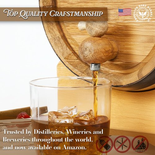 American Oak Barrel (2 liter) with Chalkboard Front - Charred Mini Keg for Aging Cocktails, Bourbon, Scotch, Whiskey, Gin, Hot Sauce - Home Bar Decor by Thousand Oaks Barrel Co.