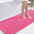 OLANLY Bathroom Runner Rug - Soft Absorbent Chenille with Rubber Backing | Quick Dry, 59x24, Hot Pink