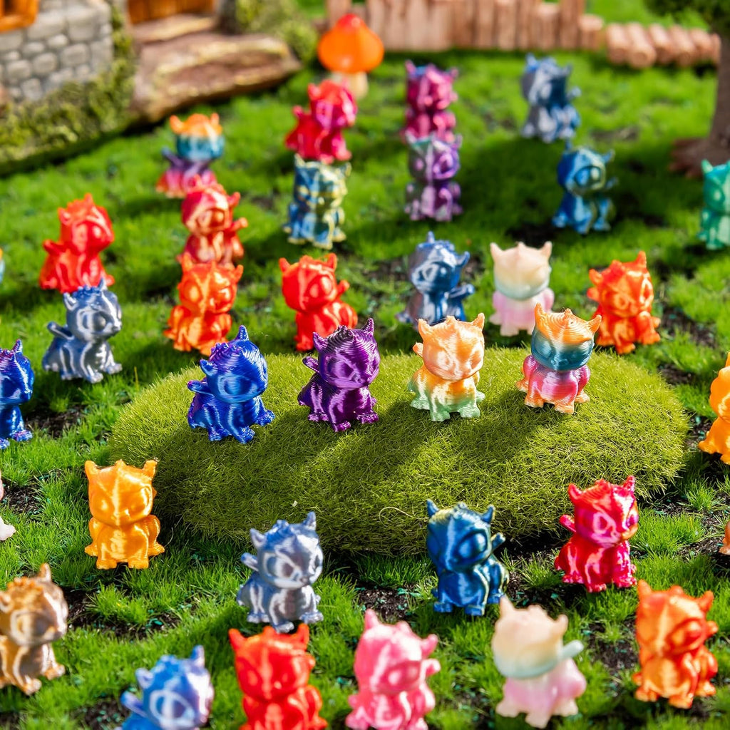 Skiennix Mini 3D Printed Dragon Figurines - 100pcs Tiny Animal Decor for Fairy Gardens & Aquariums